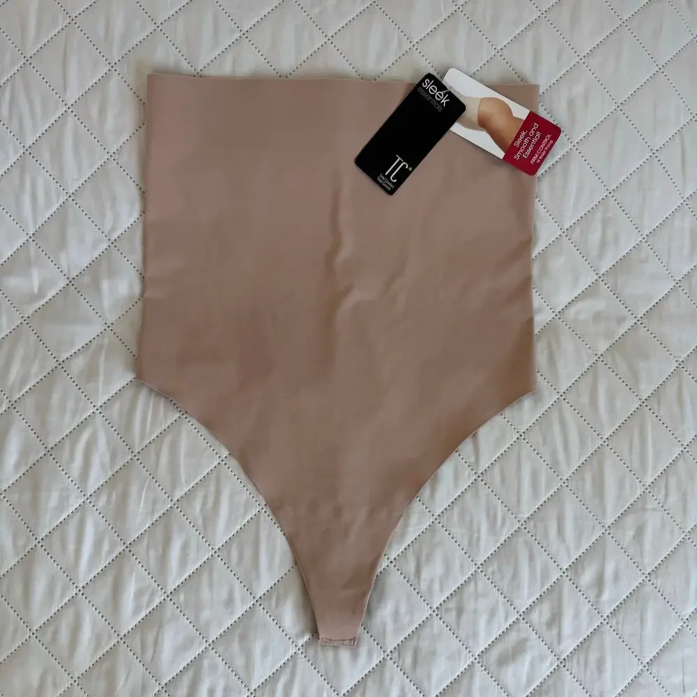 NWT TC Fine Intimates Extra Firm Control High Waist Thong Shapewear 2XL Beige